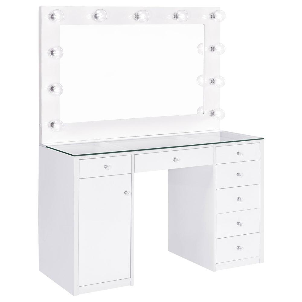 Coaster Acena 7-Drawer Vanity Set with Lighting White High Gloss