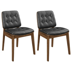 Coaster Redbridge Button Tufted Upholstered Dining Side Chair Walnut