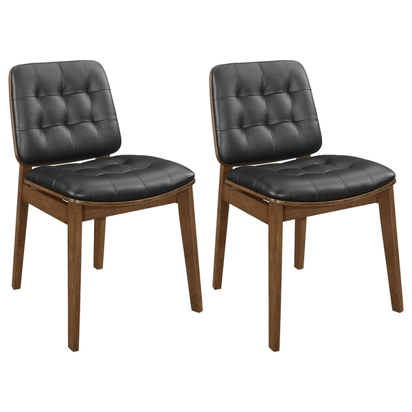 Coaster Redbridge Button Tufted Upholstered Dining Side Chair Walnut