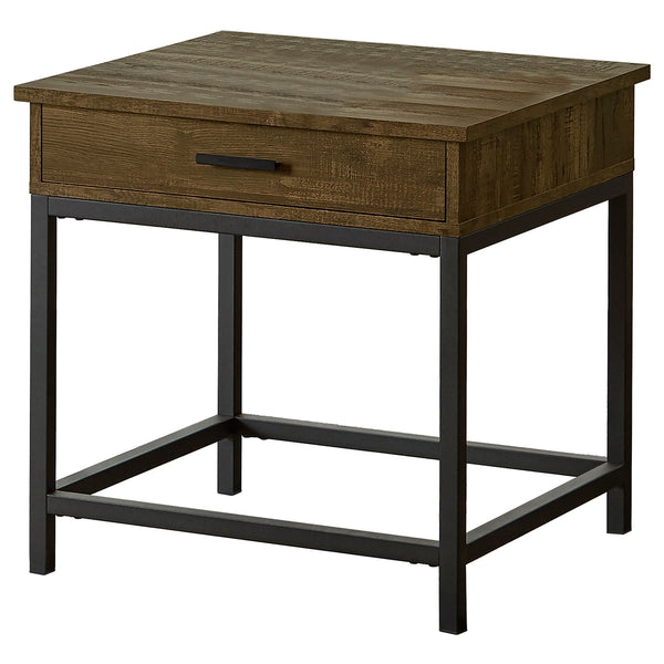 Coaster Byers 1-Drawer Square Engineered Wood End Table Brown Oak