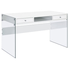 Coaster Dobrev 48 Inch 2-Drawer Writing Desk White High Gloss