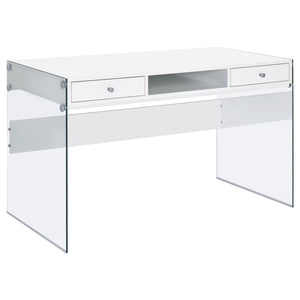 Coaster Dobrev 48 Inch 2-Drawer Writing Desk White High Gloss