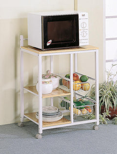 Coaster Kitchen Cart Natural Brown/White Natural Brown