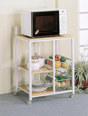 Coaster Kitchen Cart Natural Brown/White Natural Brown