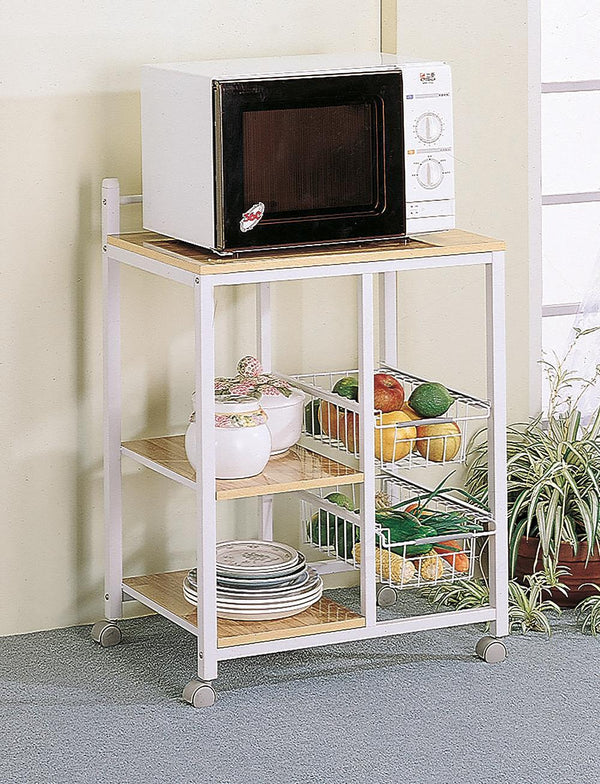 Coaster Kitchen Cart Natural Brown/White Natural Brown