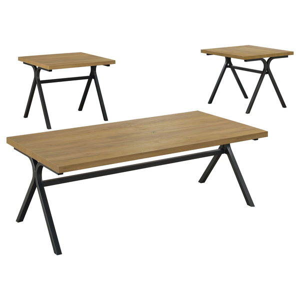 Coaster Colmar 3-Piece Engineered Wood Coffee Table Set Golden Oak