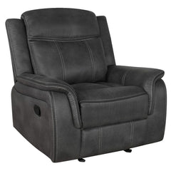 Coaster Lawrence Upholstered Padded Arm Glider Recliner Charcoal