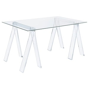 Coaster Amaturo 59 Inch Glass Top Acrylic Writing Desk Clear