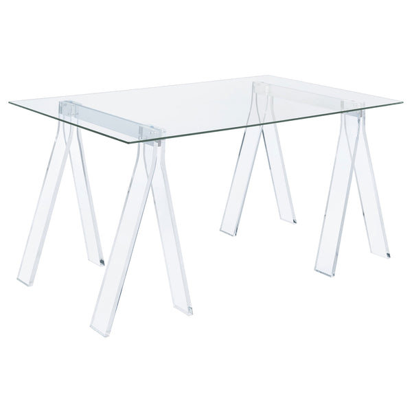 Coaster Amaturo 59 Inch Glass Top Acrylic Writing Desk Clear