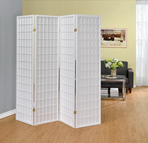 Coaster 4-Panel Room Divider White Paper/White