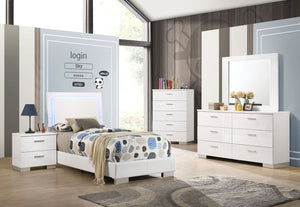 Coaster Felicity 4-Piece Twin Bedroom Set White High Gloss