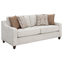 Coaster Christine Upholstered Sloped Arm Sofa Beige