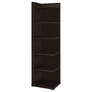 Coaster Alder 71 Inch 6-Shelf Corner Bookcase Cappuccino