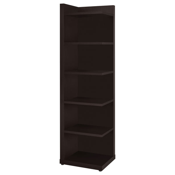 Coaster Alder 71 Inch 6-Shelf Corner Bookcase Cappuccino