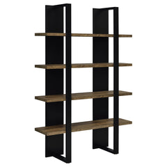Coaster Danbrook 71 Inch 4-Shelf Bookshelf Black & Aged Walnut