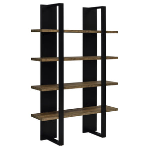 Coaster Danbrook 71 Inch 4-Shelf Bookshelf Black & Aged Walnut