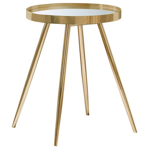 Coaster Kaelyn Round Mirror Top End Table Gold