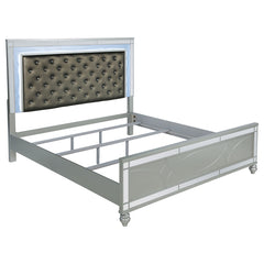 Coaster Gunnison Wood King LED Panel Bed Silver Metallic
