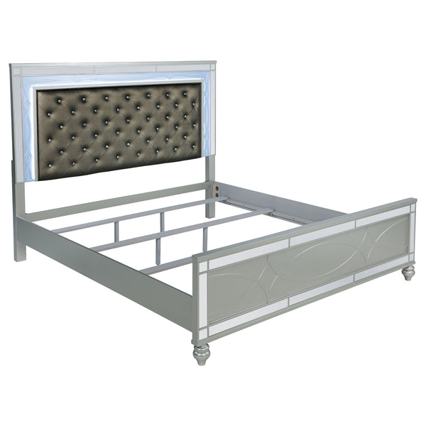 Coaster Gunnison Wood King LED Panel Bed Silver Metallic