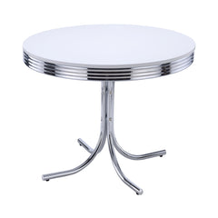 Coaster Retro Round 42 Inch Wood Top Dining Table White & Chrome