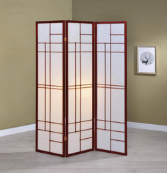 Coaster 4-Panel Room Divider White Paper/Cherry