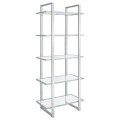 Coaster Hartford 79 Inch 5-Shelf Glass Bookshelf Chrome