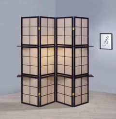 Coaster 4-Panel Room Divider Tan Jute/Cappuccino Tan