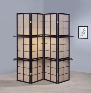 Coaster 4-Panel Room Divider Tan Jute/Cappuccino Tan