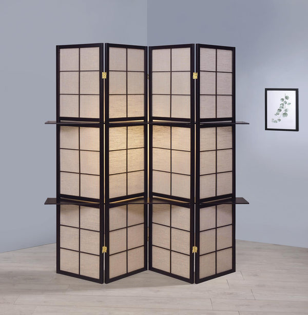 Coaster 4-Panel Room Divider Tan Jute/Cappuccino Tan