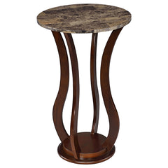 Coaster Elton Round Faux Marble Top Accent Side Table Brown