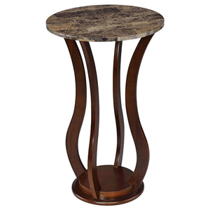 Coaster Elton Round Faux Marble Top Accent Side Table Brown
