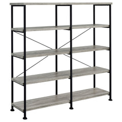 Coaster Analiese 63 Inch 4-Shelf Double Bookshelf Grey Driftwood