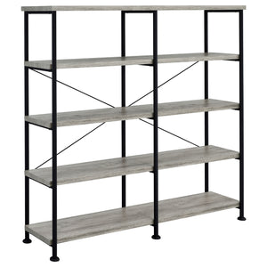 Coaster Analiese 63 Inch 4-Shelf Double Bookshelf Grey Driftwood