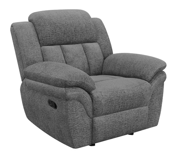 Coaster Bahrain Upholstered Glider Recliner Charcoal