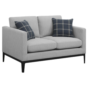 Coaster Apperson Upholstered Track Arm Loveseat Light Grey