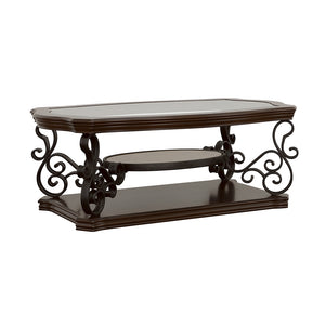 Coaster Laney 1-Shelf Glass Top Rectangular Coffee Table Deep Merlot
