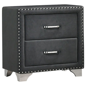 Coaster Melody Upholstered 2-Drawer Nightstand Grey