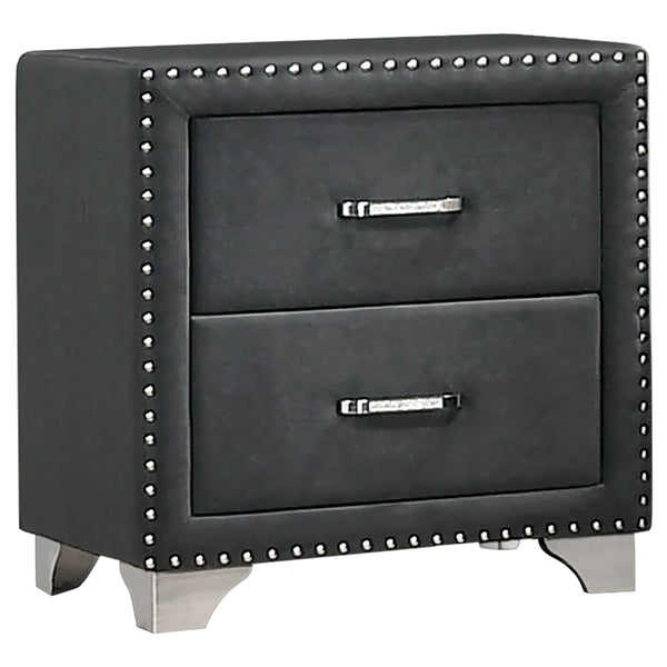 Coaster Melody Upholstered 2-Drawer Nightstand Grey
