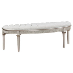 Coaster Evangeline Curved Fabric Upholstered Bench Silver Oak