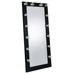 Coaster Zayan 32 X 71 Inch Floor Mirror Led Lighting Black Gloss