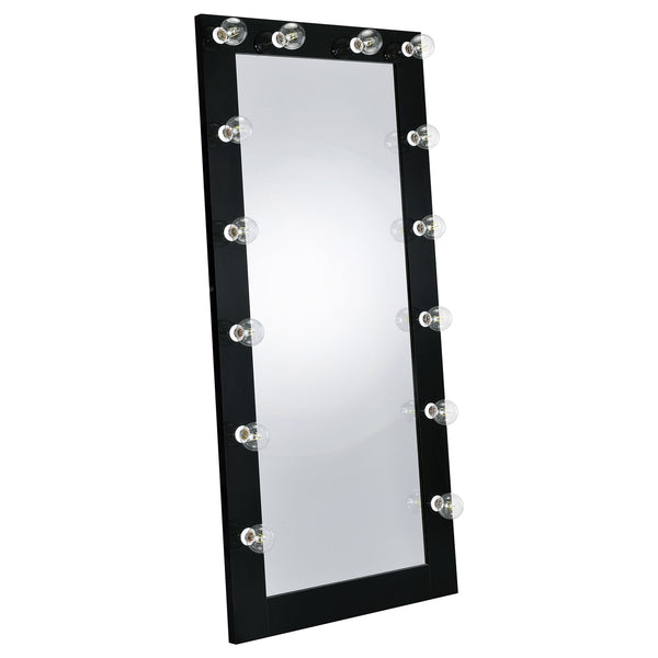 Coaster Zayan 32 X 71 Inch Floor Mirror Led Lighting Black Gloss