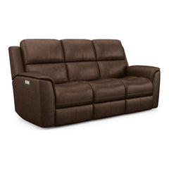 Flexsteel Henry Burnt Umber Zero Gravity Leather Triple Power Reclining Sofa