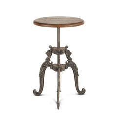 Home Trends Design French Vintage Brown Reclaimed Teak & Cast Iron Adjusting Stool