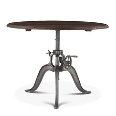 Home Trends Design Industrial Loft 48 Adjustable Crank Round Table with Reclaimed Teak Top