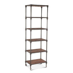 Home Trends Design Industrial Teak 25-Inch Wide Industrial Bookshelf