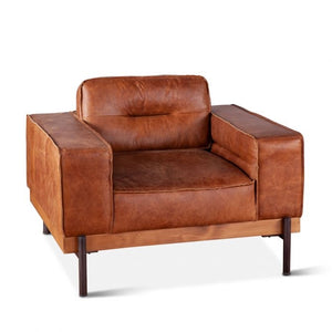 Home Trends Design Portofino Modern Leather Armchair in Vintage Cognac