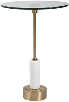 Uttermost Portsmouth Brushed Brass/White Round Accent Table