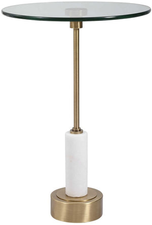 Uttermost Portsmouth Brushed Brass/White Round Accent Table
