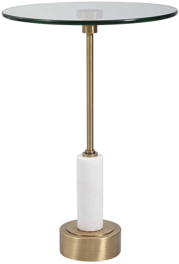 Uttermost Portsmouth Brushed Brass/White Round Accent Table