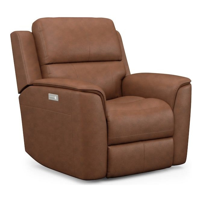 Flexsteel Henry Carmel Leather Power Recliner with Power Headrest & Lumbar